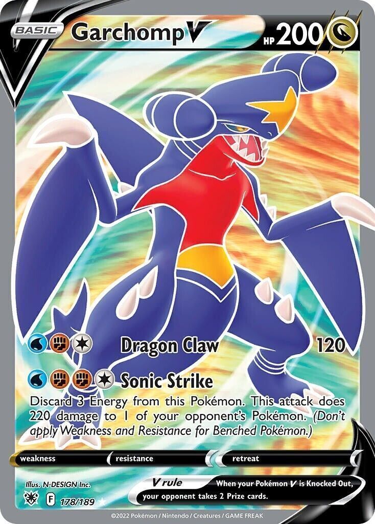 Garchomp V 178/189 Astral Radiance Full Art Pokemon Card Mint/NM