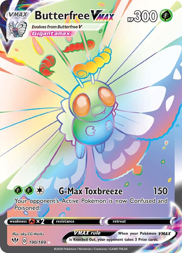 Butterfree VMAX 190/189 Darkness Ablaze Secret Rare Pokemon Card Mint/NM