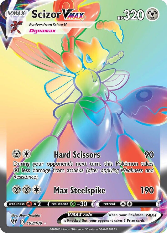 Scizor VMAX 192/189 Darkness Ablaze Secret Rare Pokemon Card Mint/NM