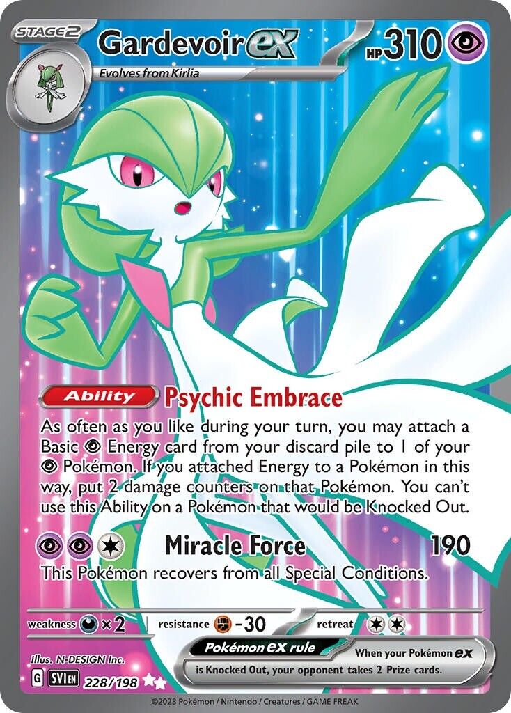 Gardevoir ex 228/198 Scarlet & Violet Base Full Art Pokemon Card Mint/NM