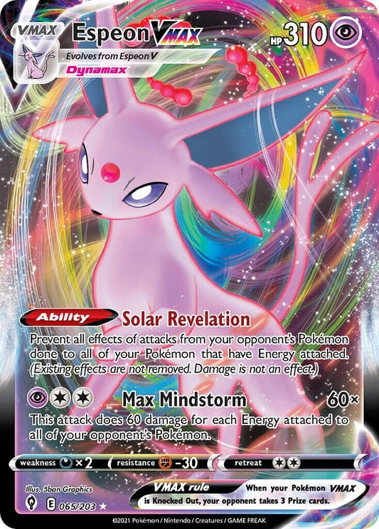 Espeon VMAX 065/203 Evolving Skies Full Art Pokemon Card Mint/NM