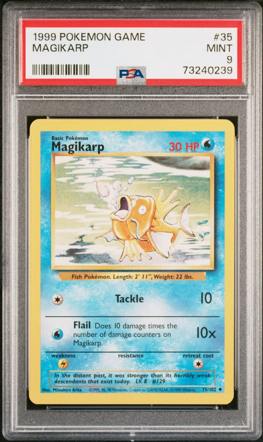 Magikarp 35/102 Base Set Common PSA 9 Pokemon Card WOTC