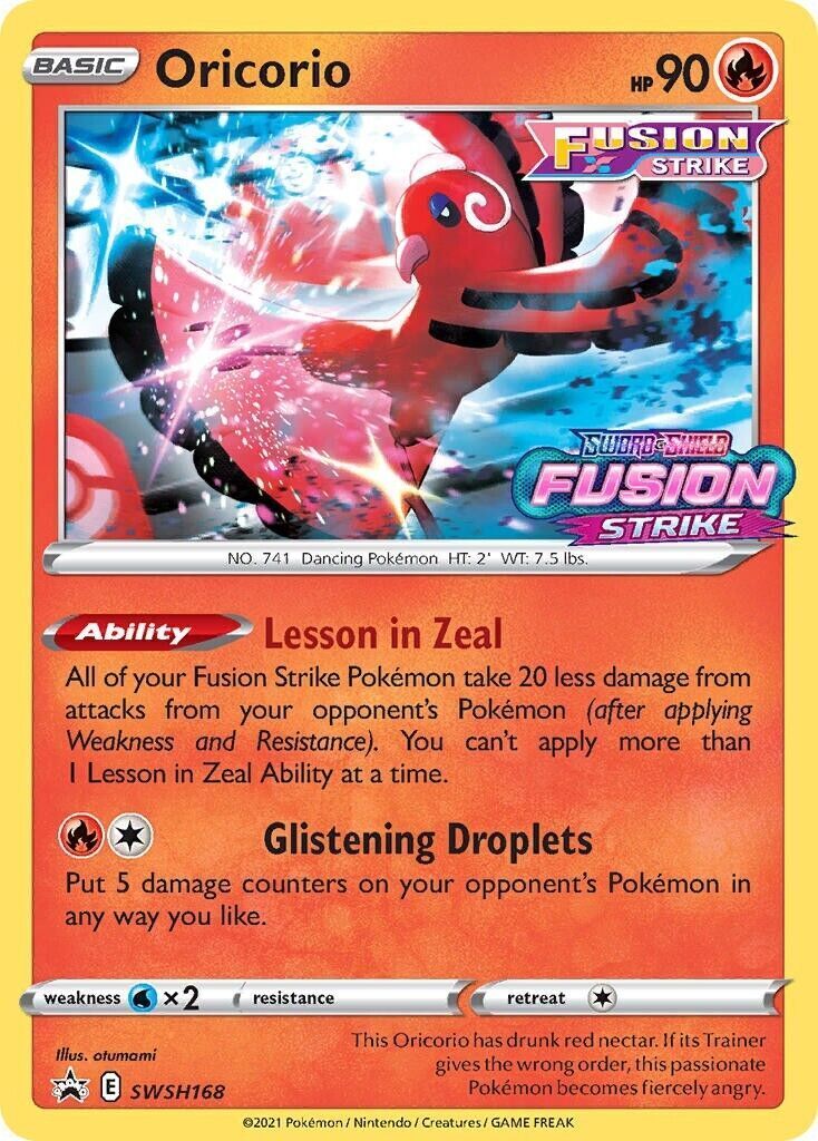 Oricorio SWSH168 Fusion Strike Prerelease Black Star Promo Pokemon Card Mint/NM