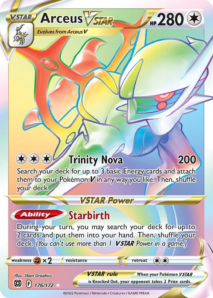 Arceus VSTAR 176/172 Brilliant Stars Full Art Secret Rare Pokemon Card Mint/NM