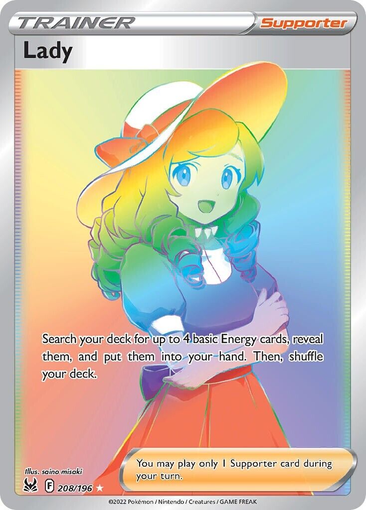 what pokemon set has 196 cards Lady Trainer 208/196 Secret Rare Full Art Lost Origin – PokePhD