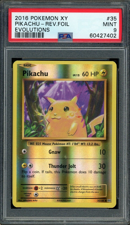 Pikachu 35/108 XY Evolutions Reverse Holo PSA 9 Pokemon Card