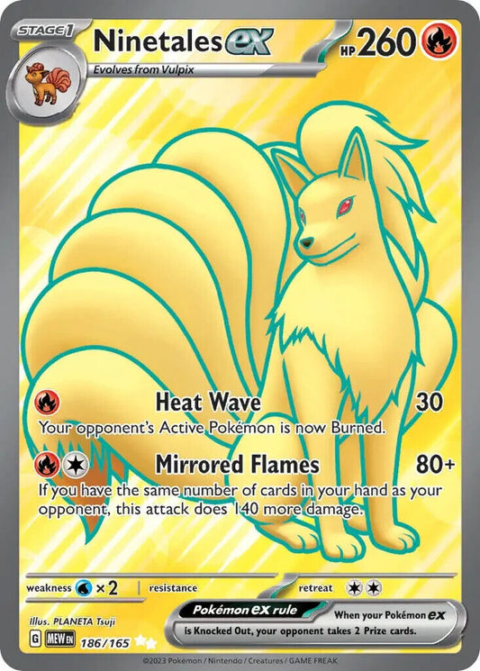 Ninetales ex 186/165 Scarlet & Violet Pokemon 151 Full Art Pokemon Card NM