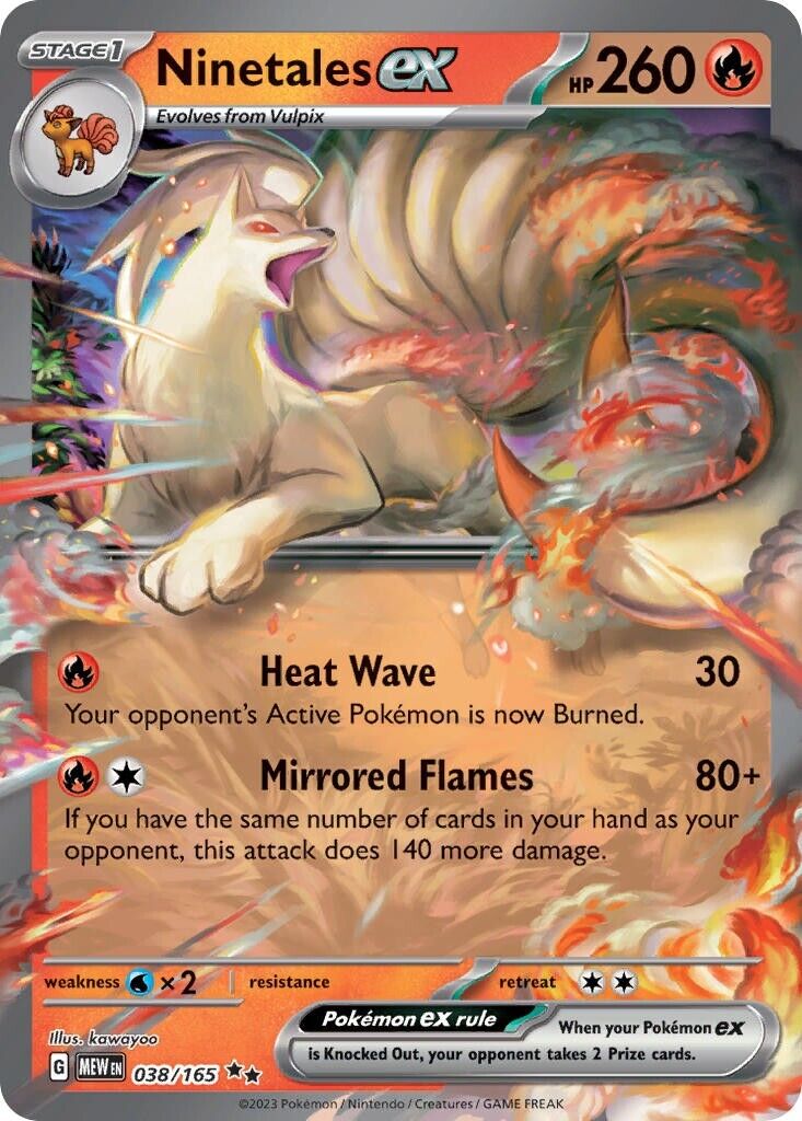 Ninetales ex 038/165 Scarlet & Violet Pokemon 151 Half Art Pokemon Card NM