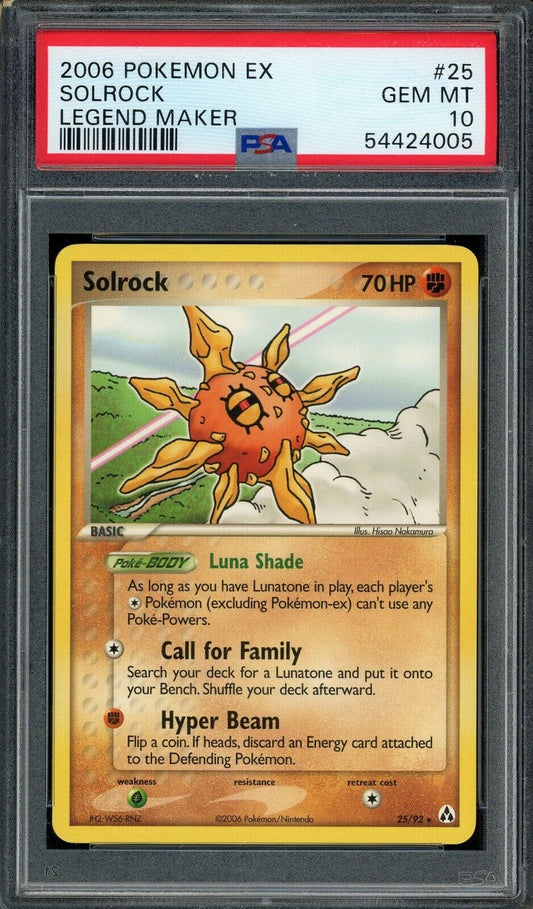 Solrock 25/92 EX Legend Maker Non-Holo Rare PSA 10 Pokemon Card