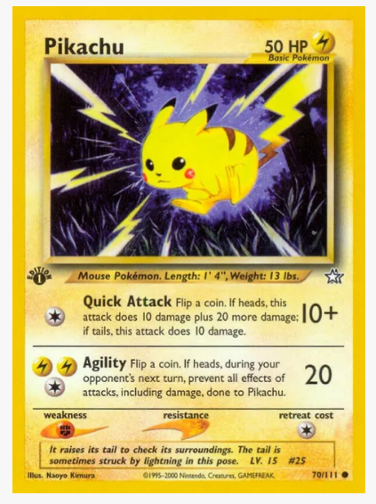 Pikachu 70/111 Neo Genesis Unlimited Pokemon Card WOTC LP