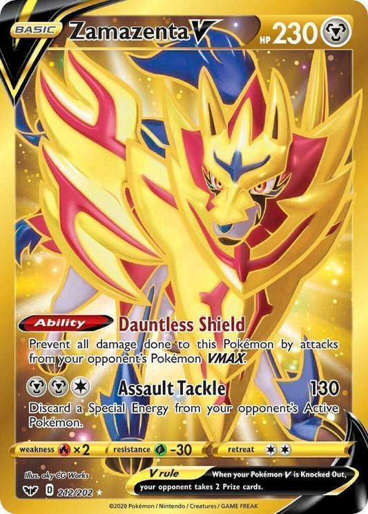 Zamazenta V 212/202 Sword & Shield Base Secret Rare Pokemon Card Mint/NM