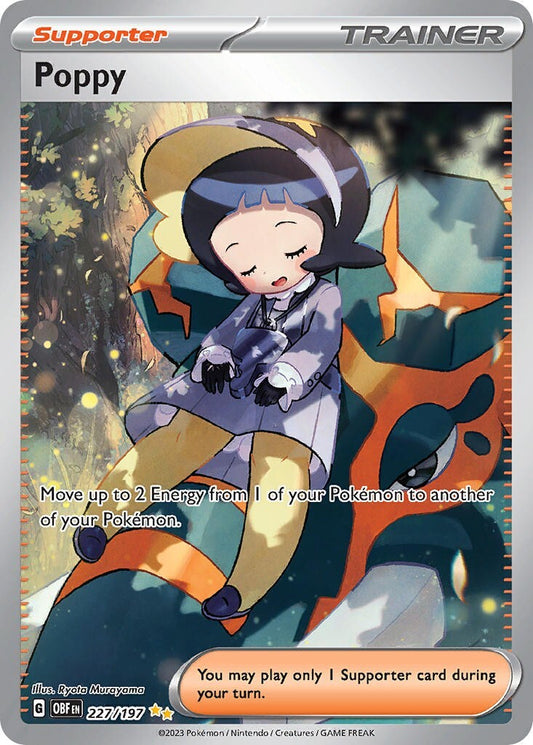 Poppy 227/197 S&V Obsidian Flames Illustration Rare Trainer Pokemon Card Mint/NM