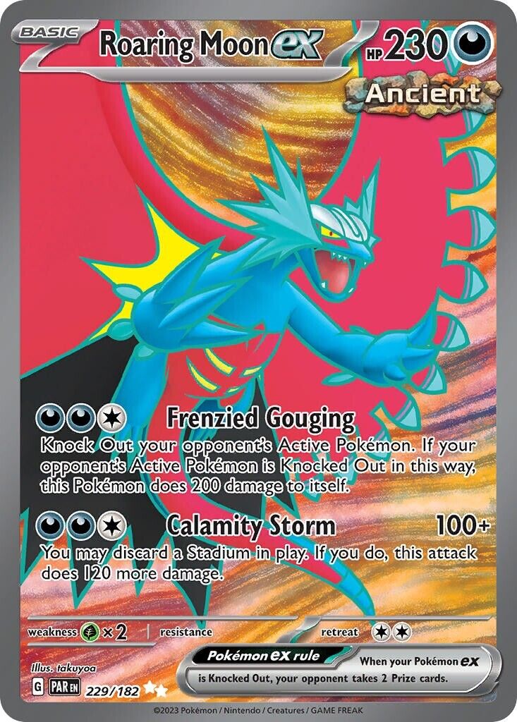 Roaring Moon ex 229/182 S&V Paradox Rift Full Art Pokemon Card Mint/NM