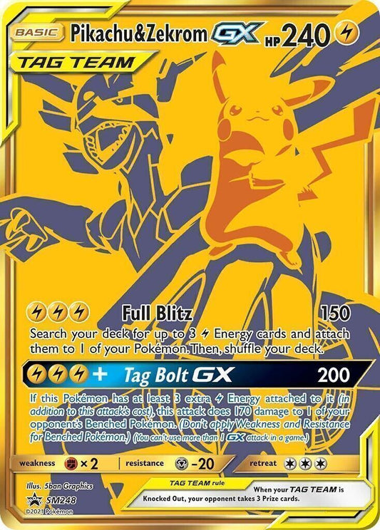 Pikachu & Zekrom GX SM248 Full Art Black Star Promo Pokemon Card NM