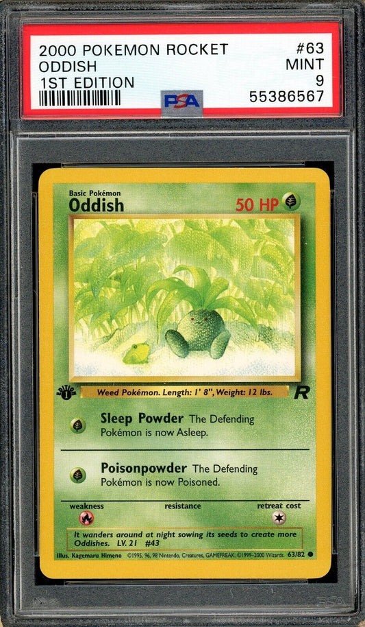 Oddish 63/82 Team Rocket 1st Edition PSA 9 Pokemon Card WOTC