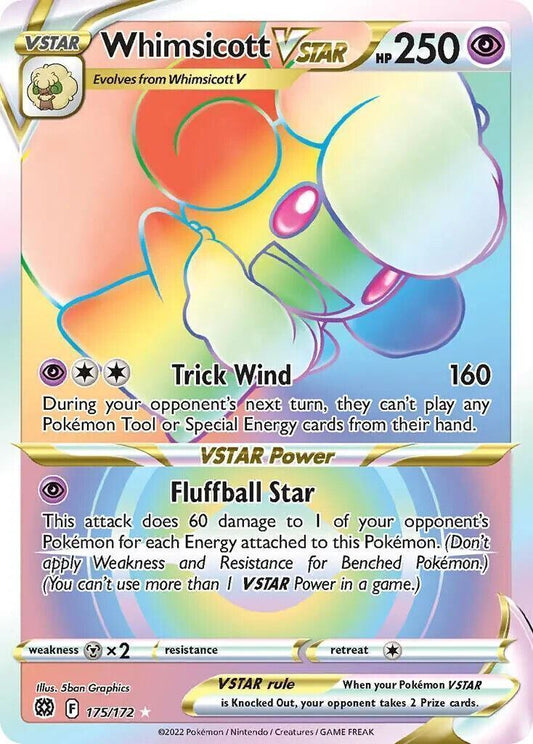 Whimsicott VSTAR 175/172 Brilliant Stars Secret Rare Pokemon Card Mint/NM