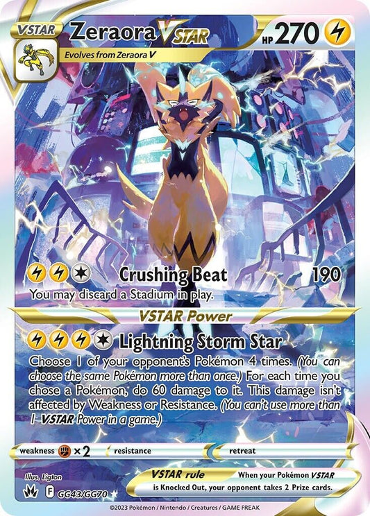 Zeraora VSTAR GG43/GG70 Crown Zenith Galarian Gallery Pokemon Card Mint/NM