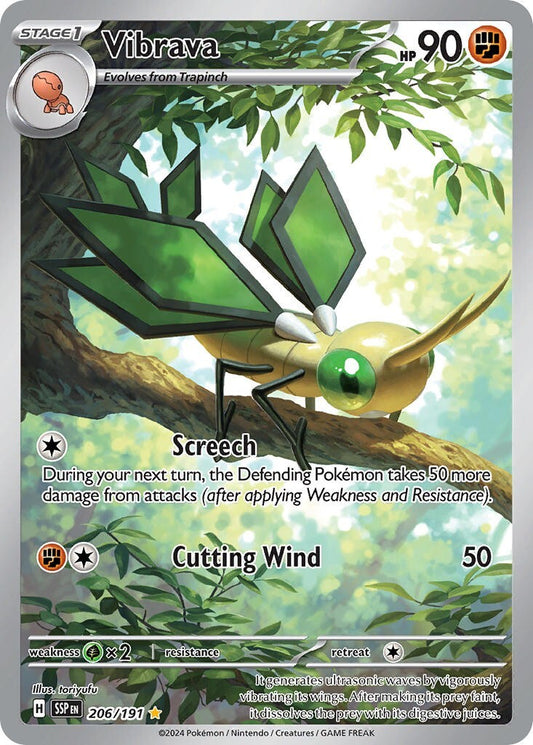 Vibrava 206/191 S&V Surging Sparks Illustration Rare Pokemon Card NM