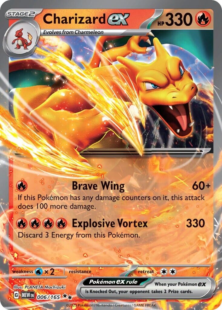 Charizard ex 006/165 Scarlet & Violet Pokemon 151 Half Art Pokemon Card NM