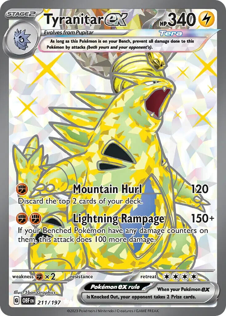 Tyranitar ex 211/197 S&V Obsidian Flames Full Art Pokemon Card Mint/NM