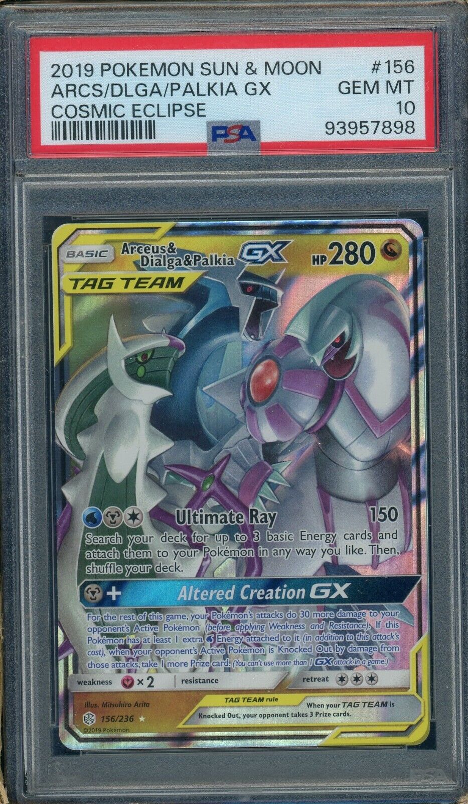 Arceus & Dialga & Palkia GX 156/236 SM Cosmic Eclipse PSA 10 Pokemon Card