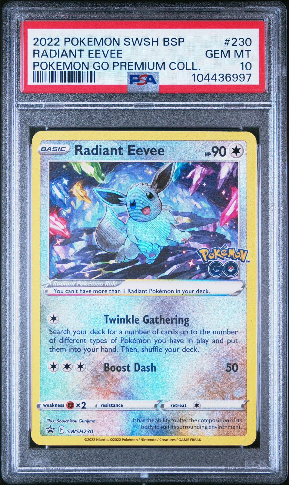 Radiant Eevee Go SWSH230 Radiant Rare Promo card from Promo set PSA 10 graded