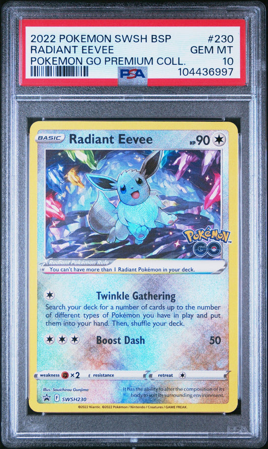 Radiant Eevee Go SWSH230 Radiant Rare Promo card from Promo set PSA 10 graded