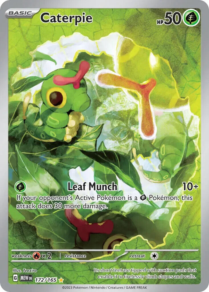 Caterpie 172/165 Pokemon 151 Illustration Rare Pokemon Card NM