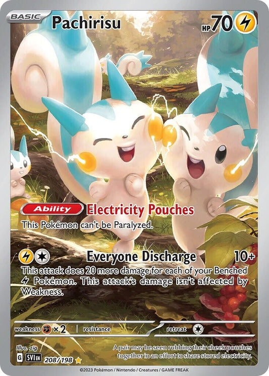 Pachirisu 208/198 Scarlet & Violet Base Illustration Rare Pokemon Card Mint/NM