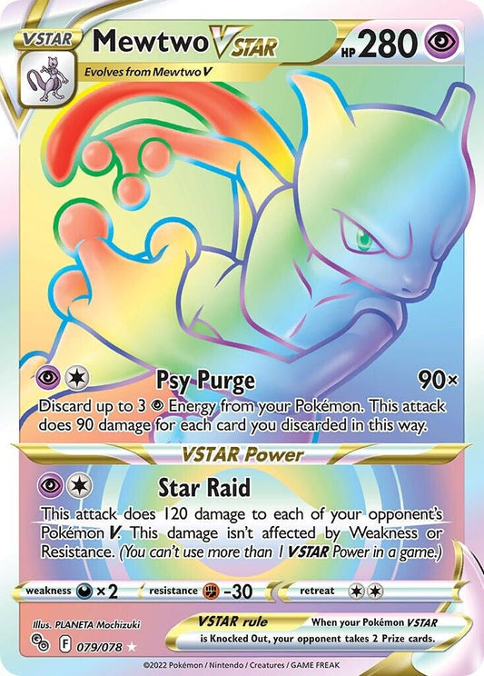 Mewtwo VSTAR 079/078 Pokemon GO Secret Rare Pokemon Card Mint/NM