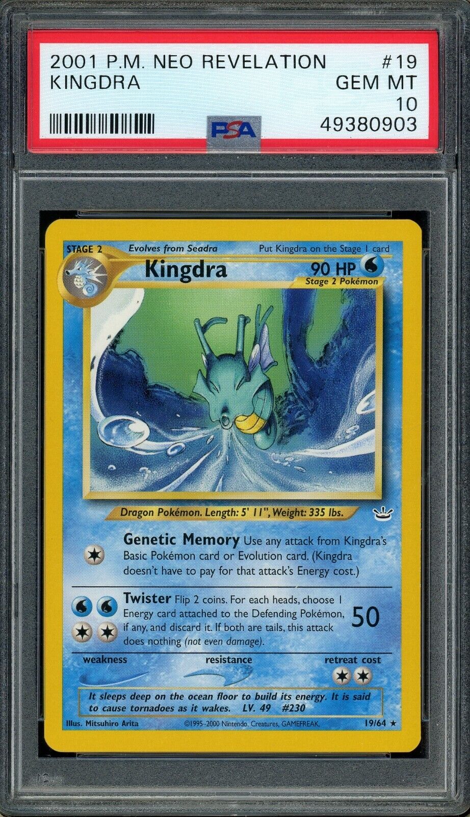 Kingdra 19/64 Neo Revelation Non-Holo Rare PSA 10 Pokemon Card WOTC