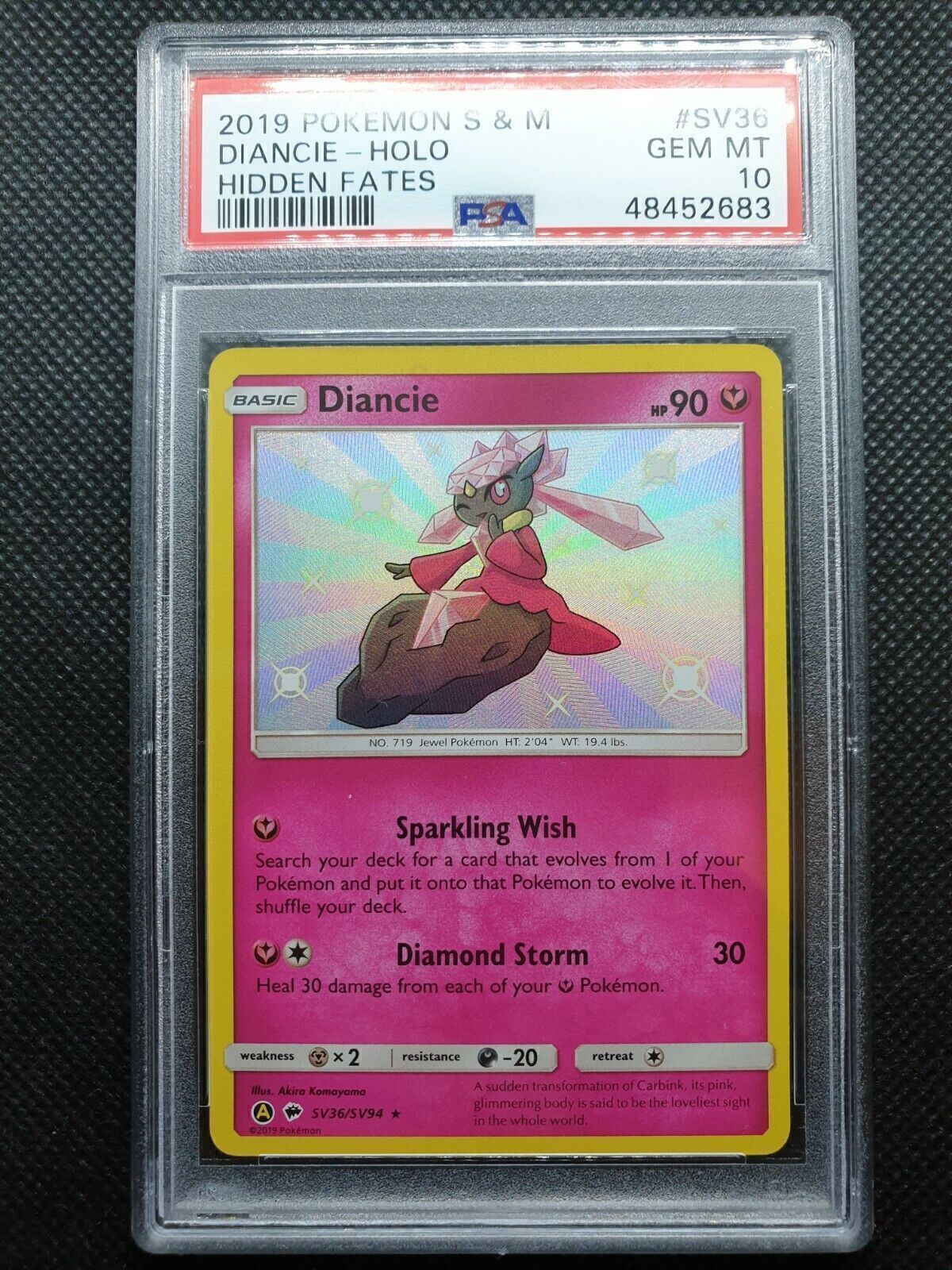 Diancie SV36/SV94 Hidden Fates Shiny Vault Rare Holo PSA 10 Pokemon Card