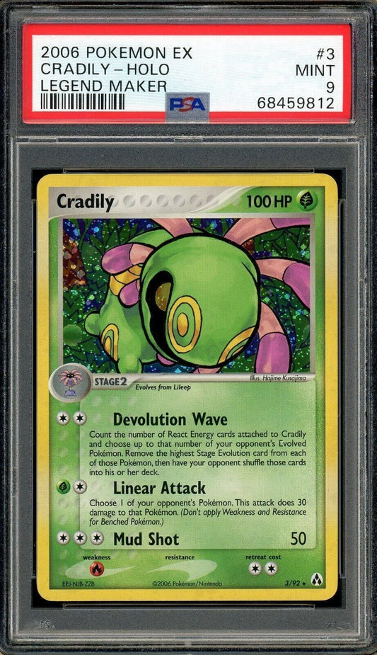 Cradily 3/92 Legend Maker Holo PSA 9 Pokemon Card