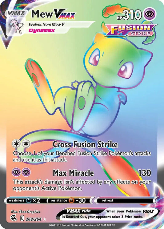 Mew VMAX 268/264 Fusion Strike Secret Rare Full Art Pokemon Card Mint/NM