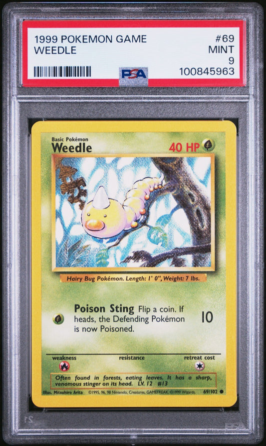 Weedle 69/102 Base Set Common PSA 9 Pokemon Card WOTC