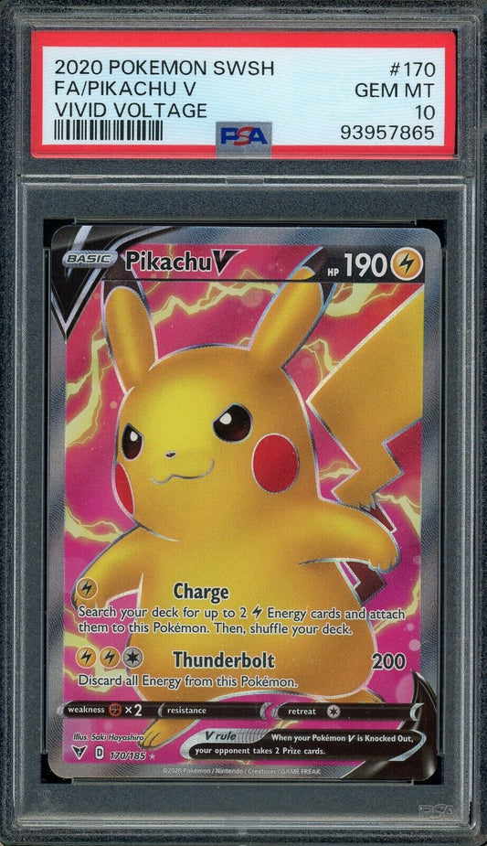 Pikachu V 170/185 Vivid Voltage Full Art PSA 10 Pokemon Card