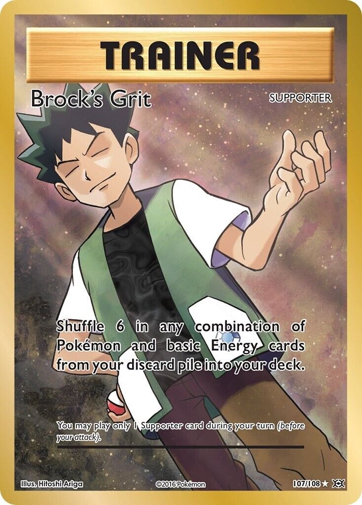 Brock's Grit 107/108 XY Evolutions Full Art Trainer Pokemon Card Mint/NM