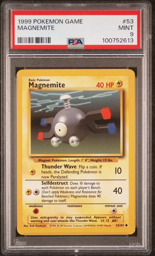 Magnemite 53/102 Base Set Common PSA 9 Pokemon Card WOTC