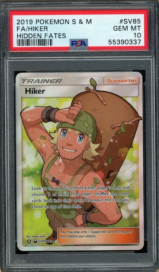 Hiker SV85/SV94 Hidden Fates Shiny Vault Full Art Trainer PSA 10 Pokemon Card