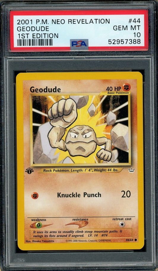 Geodude 44/64 Neo Revelation 1st Edition PSA 10 Pokemon Card