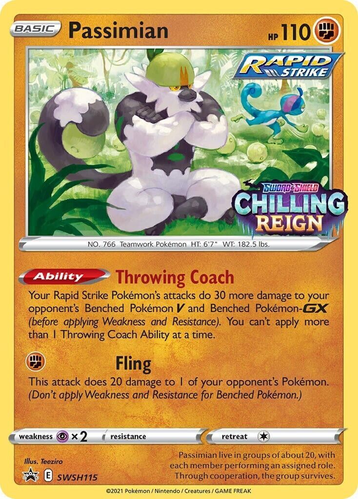 Passimian SWSH115 Chilling Reign Prerelease Promo Pokemon Card Mint/NM