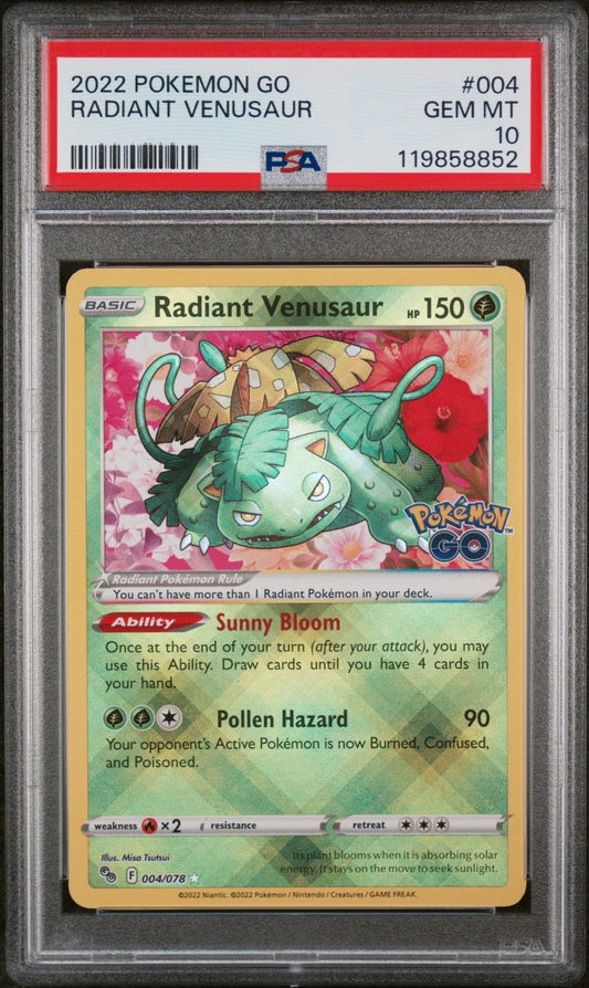 Radiant Venusaur SWSH Go 004/078 Radiant Rare card PSA 10 graded