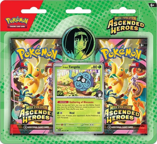 Pokemon TCG Mega Evolution Ascended Heroes 2 pack blister with Erika's Tangela
