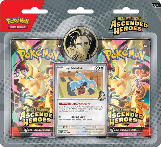 Pokemon TCG Mega Evolution Ascended Heroes 2 pack blister with Larry's Komala