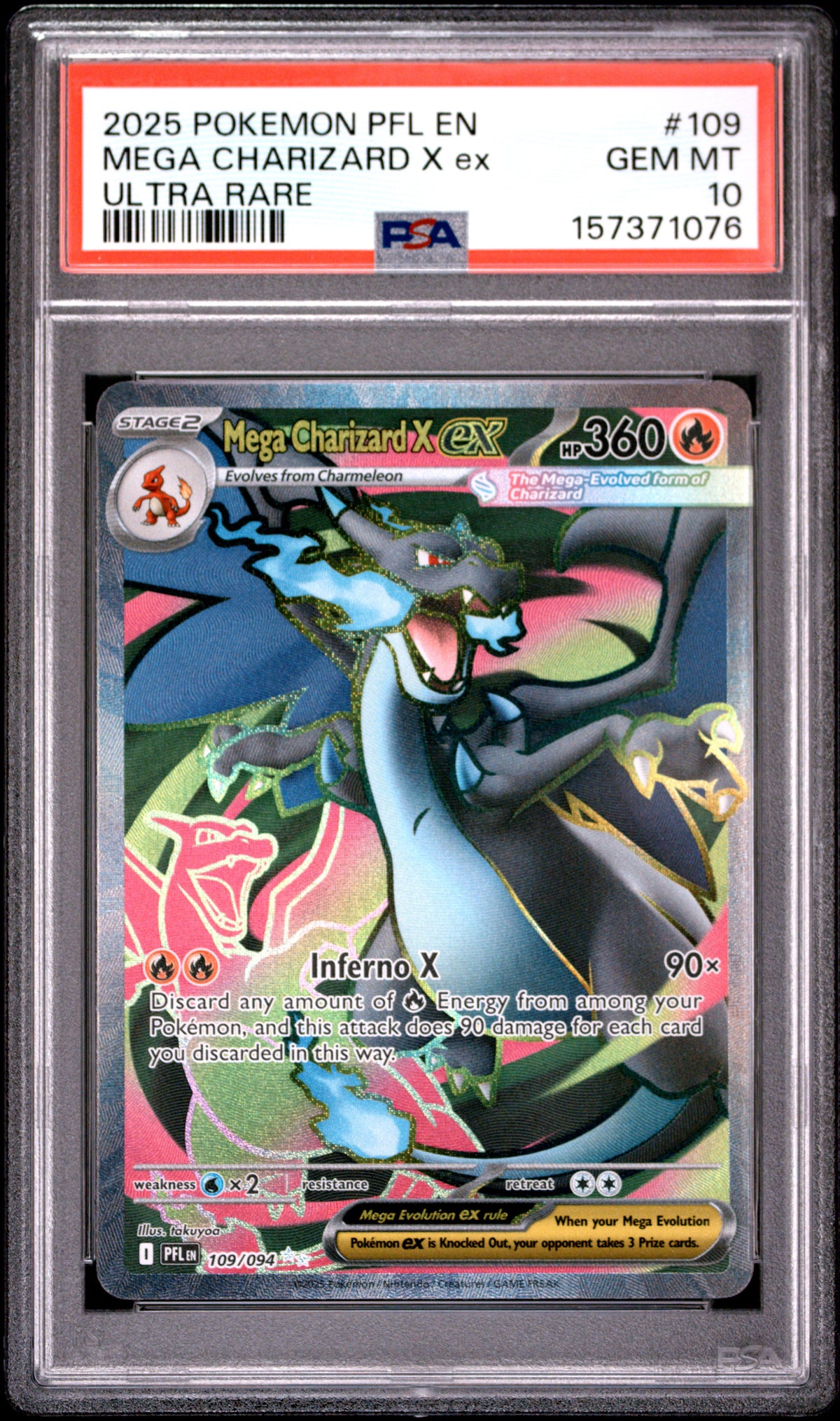Mega Charizard X ex 109/094 Phantasmal Flames Full Art PSA 10 Pokemon Card