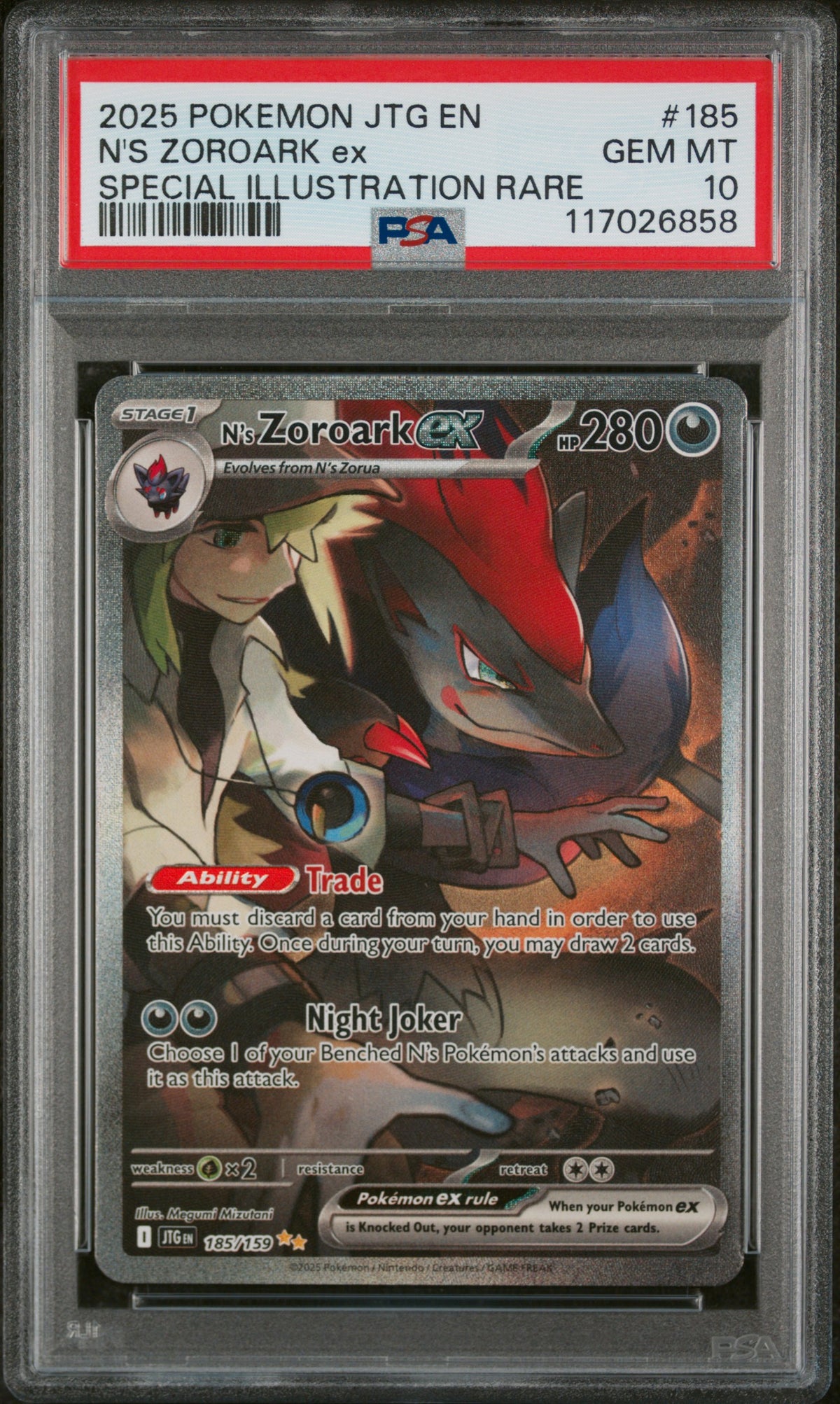 N's Zoroark ex 185/159 Journey Together Illustration Rare PSA 10 Pokemon Card