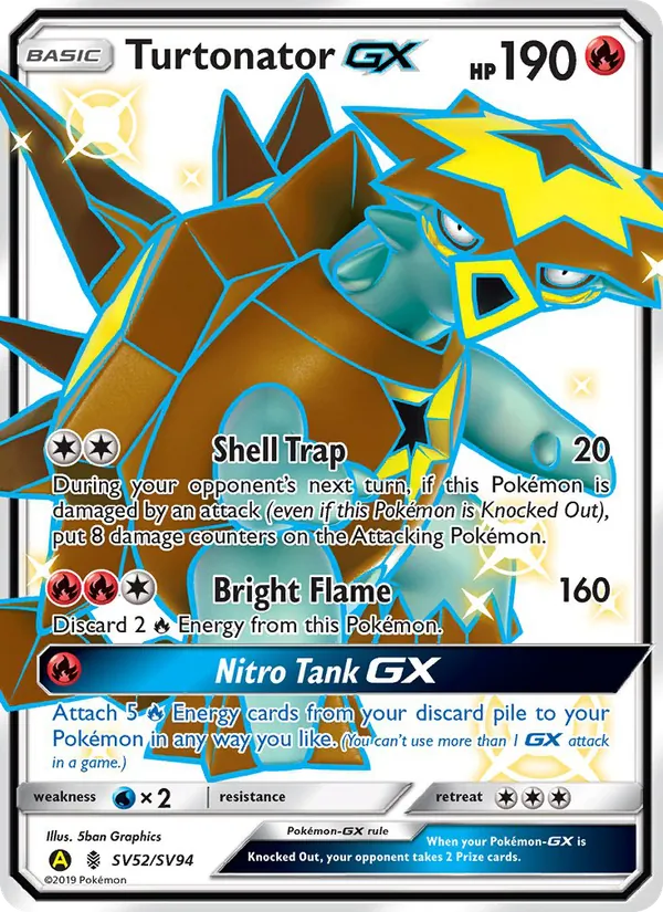 Turtonator-GX SV52/SV94 Hidden Fates Shiny Vault Shiny Pokemon Card NM