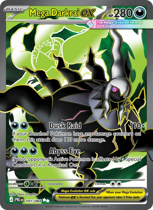 Mega Darkrai ex 101/084 Pitch Black Full Art Pokemon Card NM