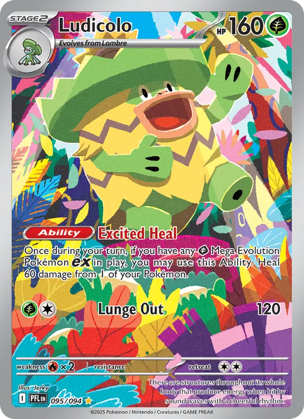Ludicolo 095/094 Phantasmal Flames Illustration Rare Pokemon Card NM