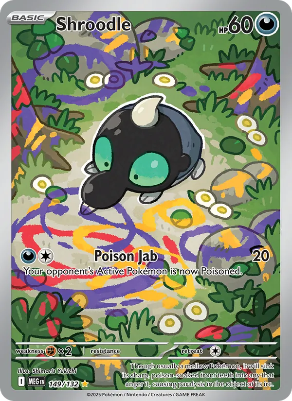 Shroodle 149/132 Mega Evolution Illustration Rare Pokemon Card NM